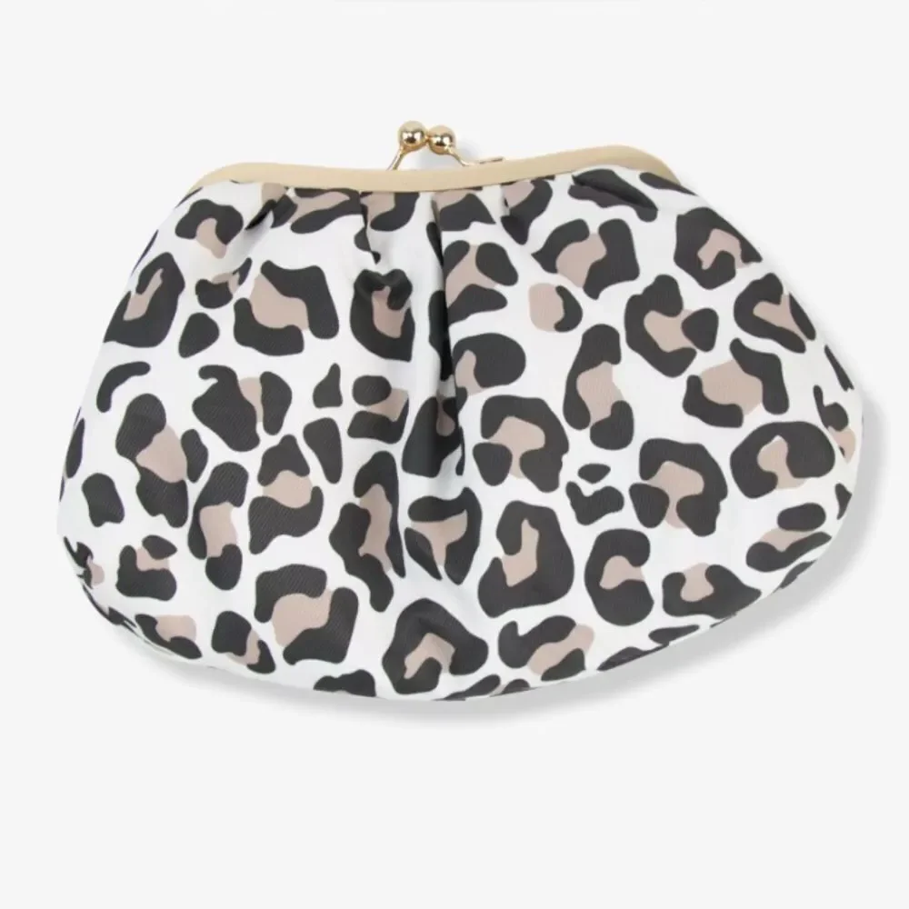 The Vintage Cosmetic Company Kiss Lock Leopard Print Cosmetic Bag